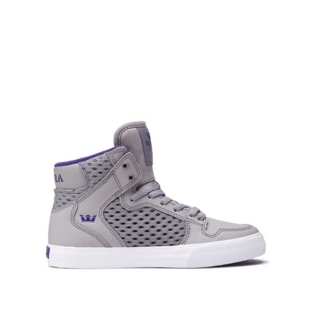 Supra Vaider Kids High Tops Shoes Grey UK 02MBS